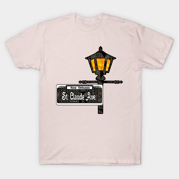 St Claude Street Lamp Post T-Shirt by artbyomega